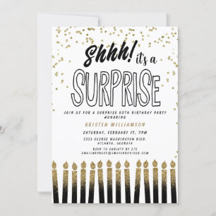 Shhh! It's a Surprise Fun 50th Birthday Candle  Invitation