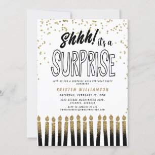Shhh! It's a Surprise Fun 60th Birthday Candle  Invitation