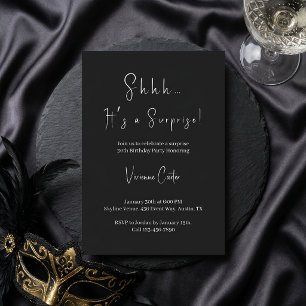 Shhh It's a Surprise Minimal 30th Birthday Party Invitation