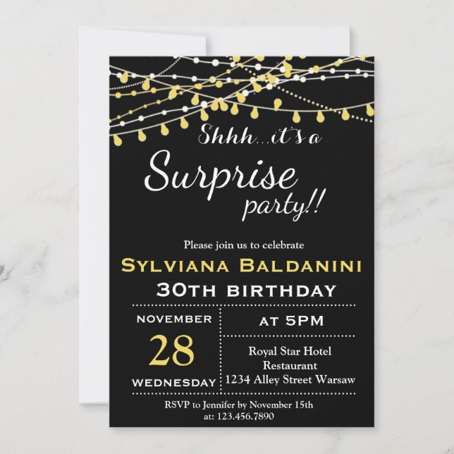 SHHH…ITS A SURPRISE PARTY!… BIRTHDAY INVITATION (Front)