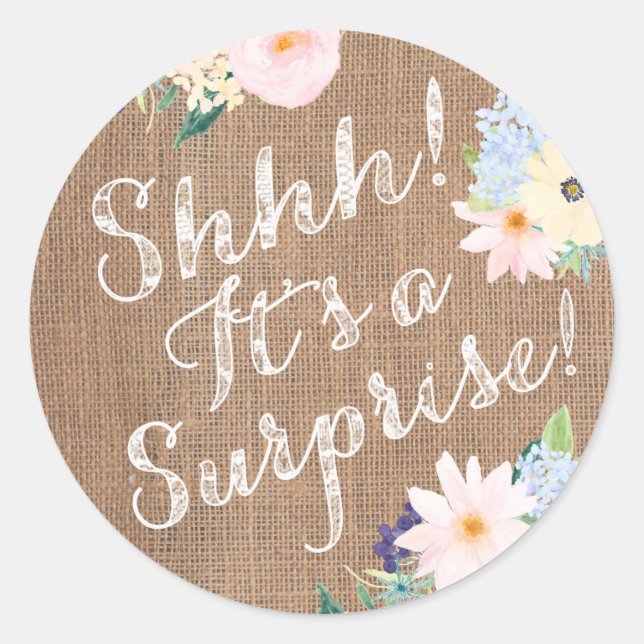 Shhh! It's a surprise party envelope seal sticker (Front)