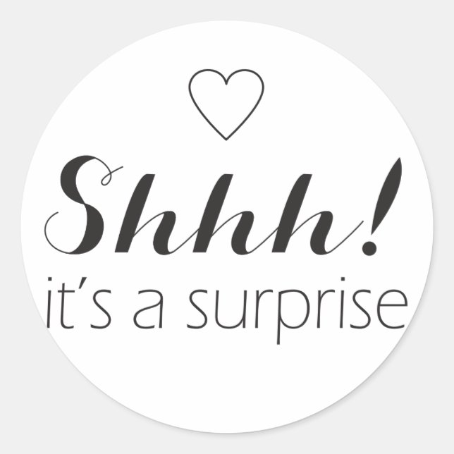Shhh it's a surprise stickers with heart (Front)
