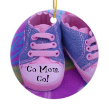 Shhh Mum is Sleeping ornament sign Pink Baby Shoes