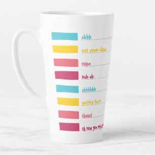 Shhh No Talking! Funny Colourful Cute Latte Mug