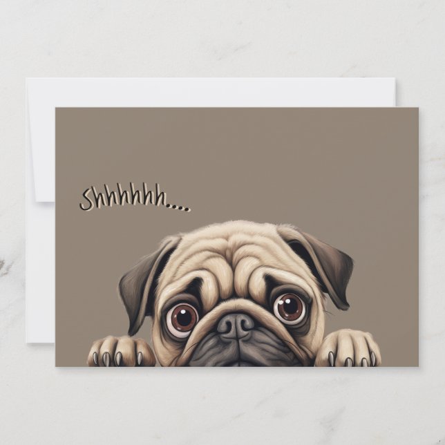 Shhh Pug Surprise Invite | Retirement Party (Front)