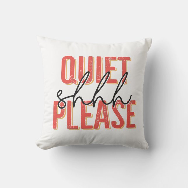 Shhh Quiet Please (orange/black) Cushion (Front)