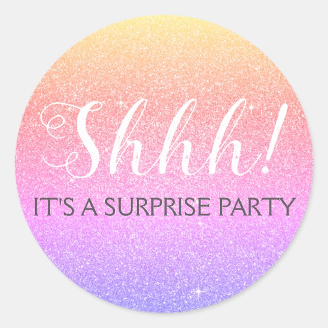 Shhh! Surprise Birthday Party Birthday Classic Round Sticker (Front)