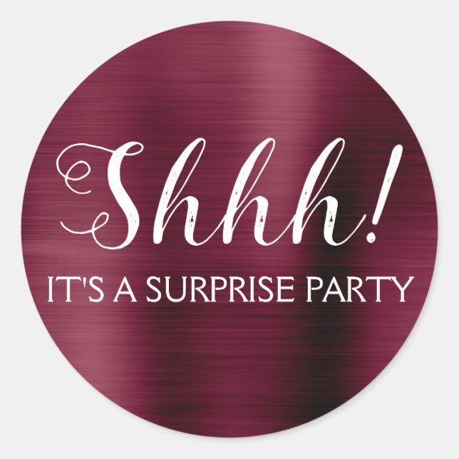 Shhh! Surprise Birthday Party Classic Round Sticker (Front)