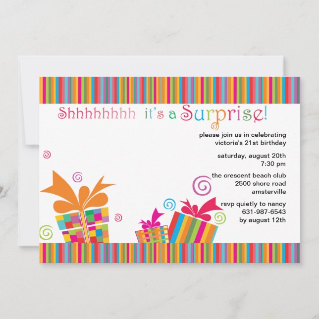 Shhh...Surprise Party Invitation (Front)