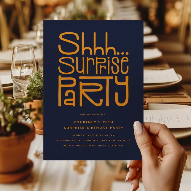 Shhh Surprise Party Modern Birthday Invitation (Creator Uploaded)