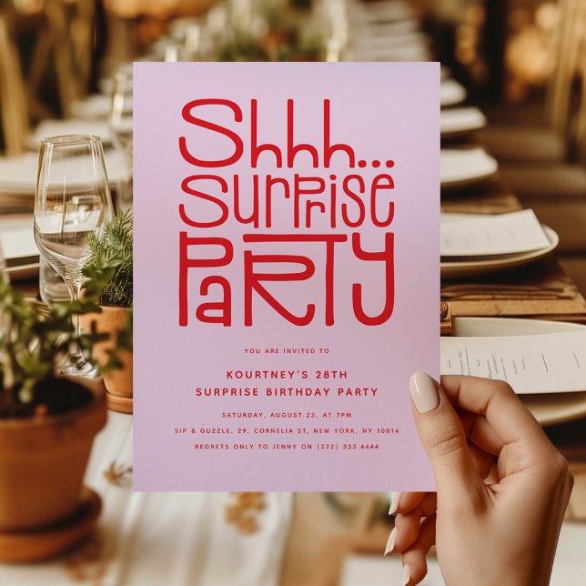 Shhh Surprise Party Modern Birthday Invitation (Creator Uploaded)