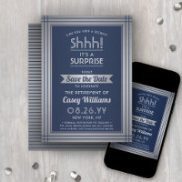 Shhh! Surprise Retirement Party Elegant Navy Blue