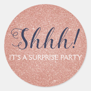 Shhh! Surprise Rose Gold Birthday Party Birthday Classic Round Sticker