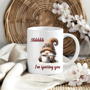 "Shhhh...I'm ignoring you" Cute Watercolor Gnome  Coffee Mug