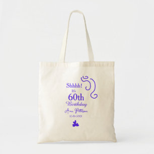 Shhhh it's 60th birthday add name purple spanish r tote bag