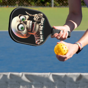 SHHHH... No One Cares Skeleton With Green Eyes Pickleball Paddle