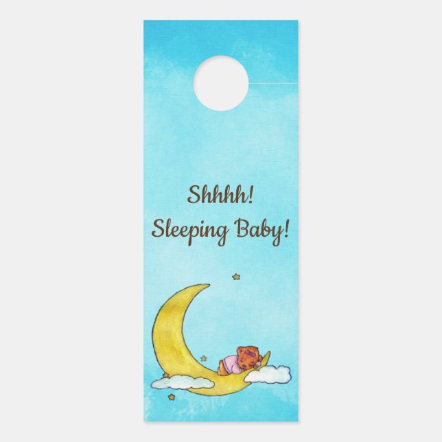 Shhhh! Sleeping Baby Little Girl Bear Door Hanger (Back)