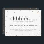 Shhhhh, surprise birthday party invitation<br><div class="desc">Shhhhh,  its a surprise birthday party invitation. With modern graphic gold effect dots and bold graphic text this surprise birthday party invitation is sure to suit men and women of all ages looking for a classy party theme.</div>