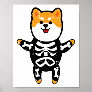 Shi Inu Skeleton Costume Cute Easy Dog Halloween G Poster