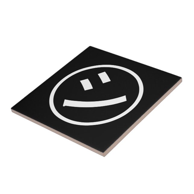 ㋛ Shi Kana Katakana Smiling Emoji / Emoticon Ceramic Tile (Side)