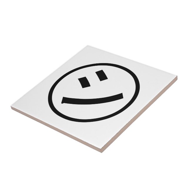 ㋛ Shi Kana Katakana Smiling Emoji / Emoticon Ceramic Tile (Side)