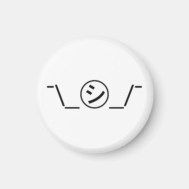 Shi Kana Shrug Emoticon ¯\_㋛_/¯ Japanese Kaomoji Magnet (Front)