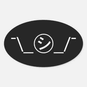 Shi Kana Shrug Emoticon ¯\_㋛_/¯ Japanese Kaomoji Oval Sticker