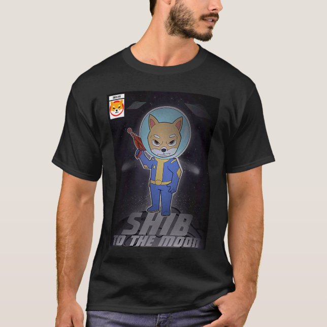 SHIB to the moon Crypto Astronaut Shiba Inu Coin T-Shirt (Front)