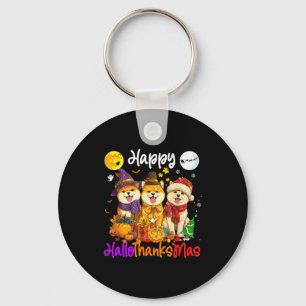 Shiba Dog Christmas Thanksgiving Happy Halloween Key Ring