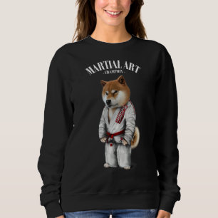 Shiba Dog Judo Karate Master In White Judogi Sweatshirt