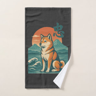 Shiba Dreams at Dusk Hand Towel