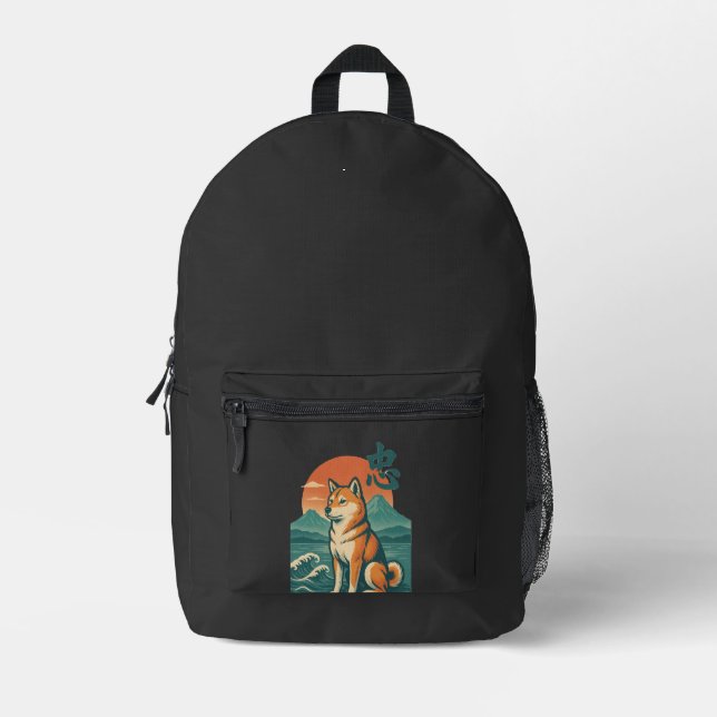 Shiba Dreams at Dusk Printed Backpack (Front)