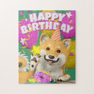 Shiba Happy Birthday Jigsaw Puzzle