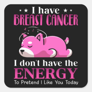 Shiba I Have Breast Cancer I Don't Have the Energy Square Sticker