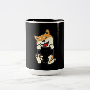 Shiba in A Pocket Cute dog design Two-Tone Coffee Mug