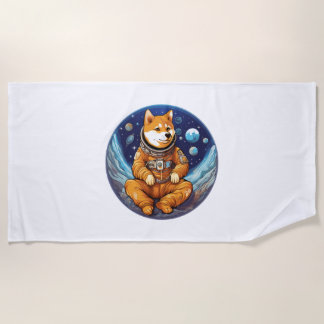 Shiba In Space Astronaut Shiba Beach Towel