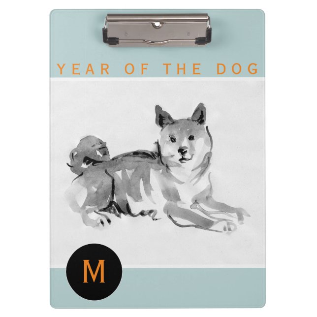 Shiba Inu 2 Painting Chinese Dog Year Monogram Cb Clipboard (Front)