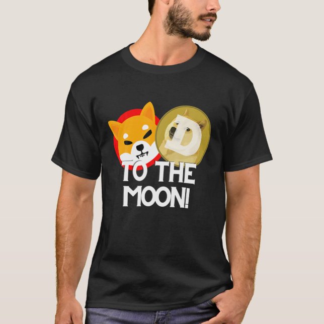Shiba Inu And Dogecoin To The Moon T-Shirt (Front)