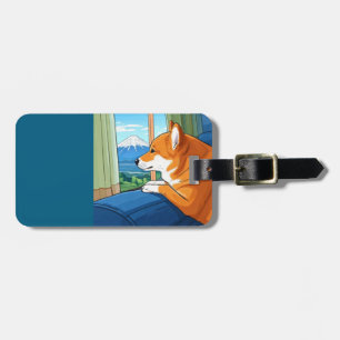 shiba inu and mt fuji luggage tag