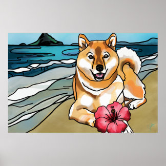 Shiba Inu at Chinaman's Hat, Hawaii Poster