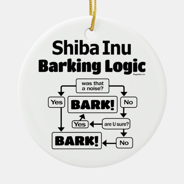 Shiba Inu Barking Logic Ceramic Ornament (Front)