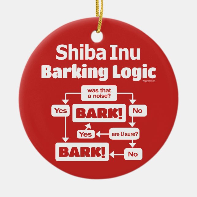 Shiba Inu Barking Logic Ceramic Ornament (Front)