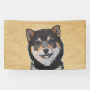 Shiba Inu (Black and Tan) Painting - Dog Art Banner