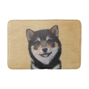 Shiba Inu (Black and Tan) Painting - Dog Art Bath Mat