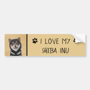Shiba Inu (Black and Tan) Painting - Dog Art Bumper Sticker