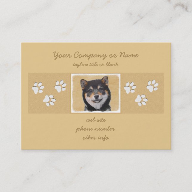 Shiba Inu (Black and Tan) Painting - Dog Art Business Card (Front)