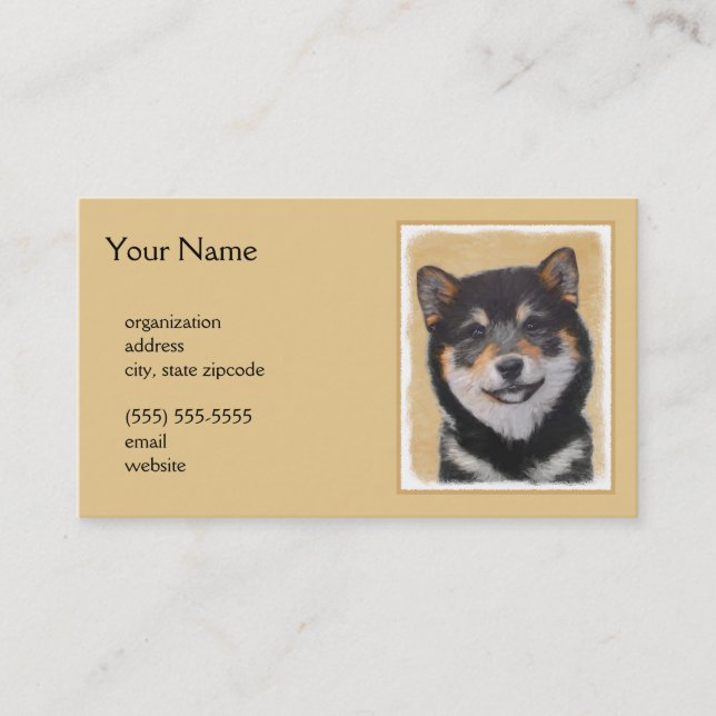 Shiba Inu (Black and Tan) Painting - Dog Art Business Card (Front)