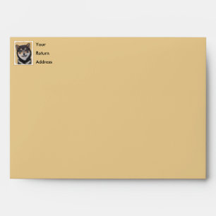 Shiba Inu (Black and Tan) Painting - Dog Art Envelope
