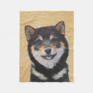 Shiba Inu (Black and Tan) Painting - Dog Art Fleece Blanket