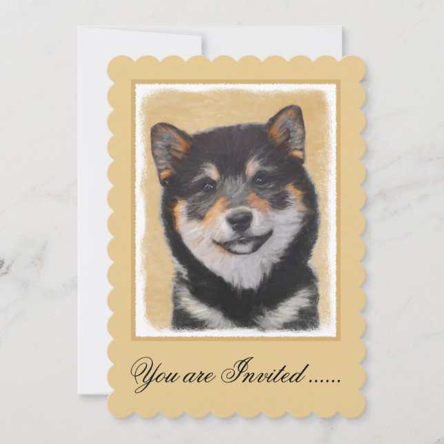 Shiba Inu (Black and Tan) Painting - Dog Art Invitation (Front)